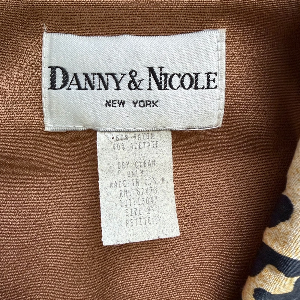 Danny & Nicole Tan Midi Dress with Leopard Trim - Picture 2 of 3